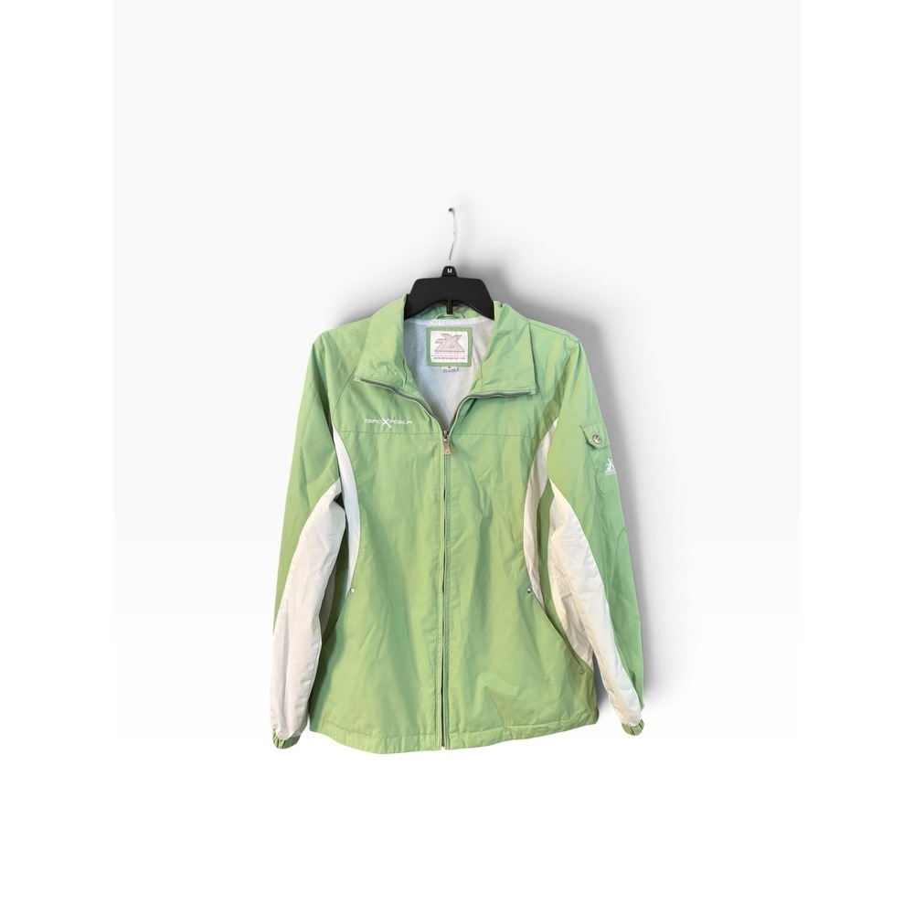 ZeroXposur Womens Green White Full Zip Mesh Lined Windbreaker Jacket Size M